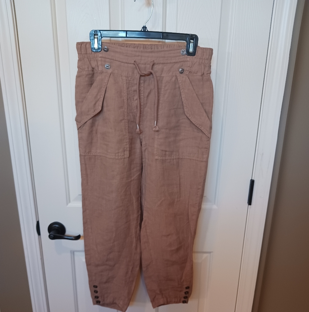Wrap London Rose Tan Linen Pants